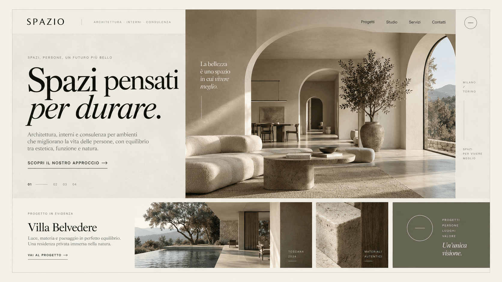 Concept demo del sito Spazio, studio di architettura