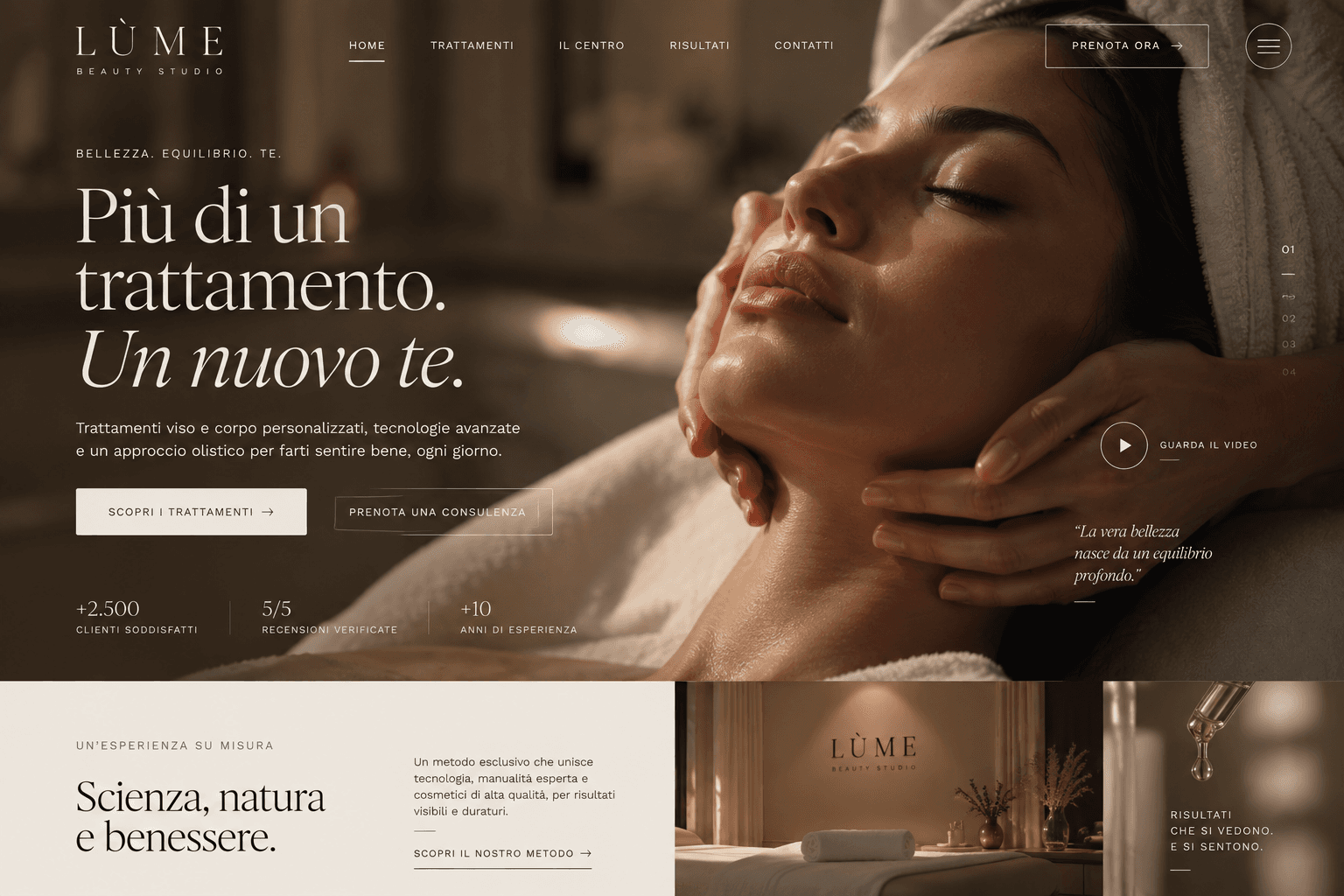Concept demo del sito Aurea, beauty studio