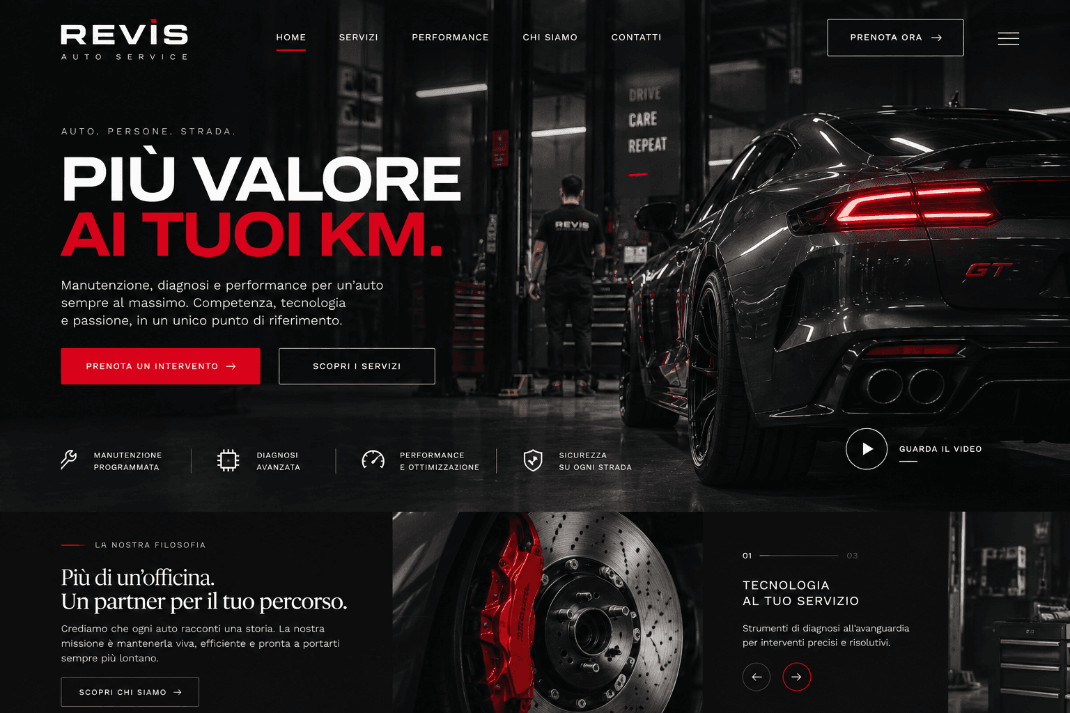 Concept demo del sito Officina Uno, cura dell'auto